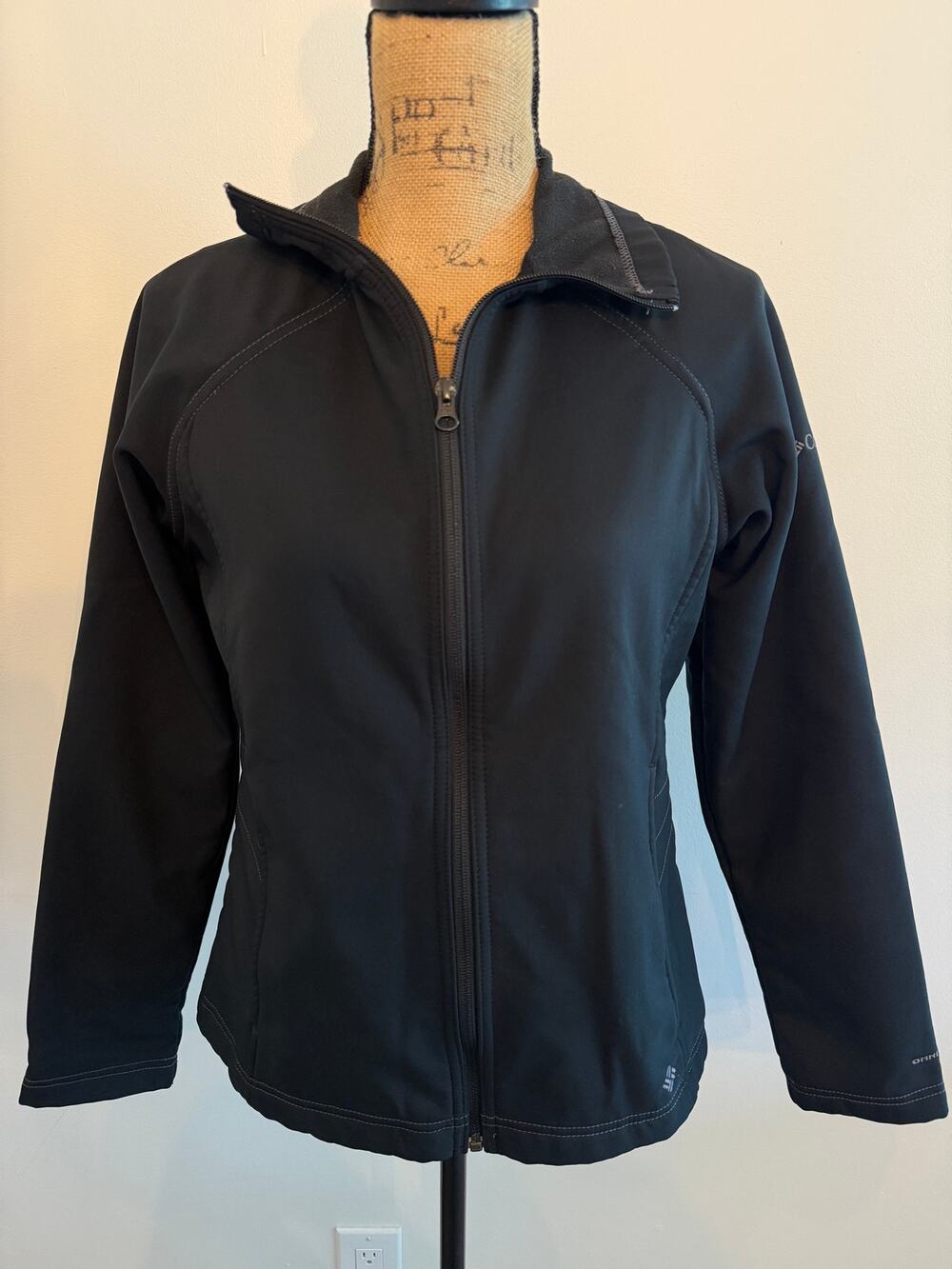 Columbia Soft Shell Jacket Black Womens Size Medium Weatherproof Outdoors